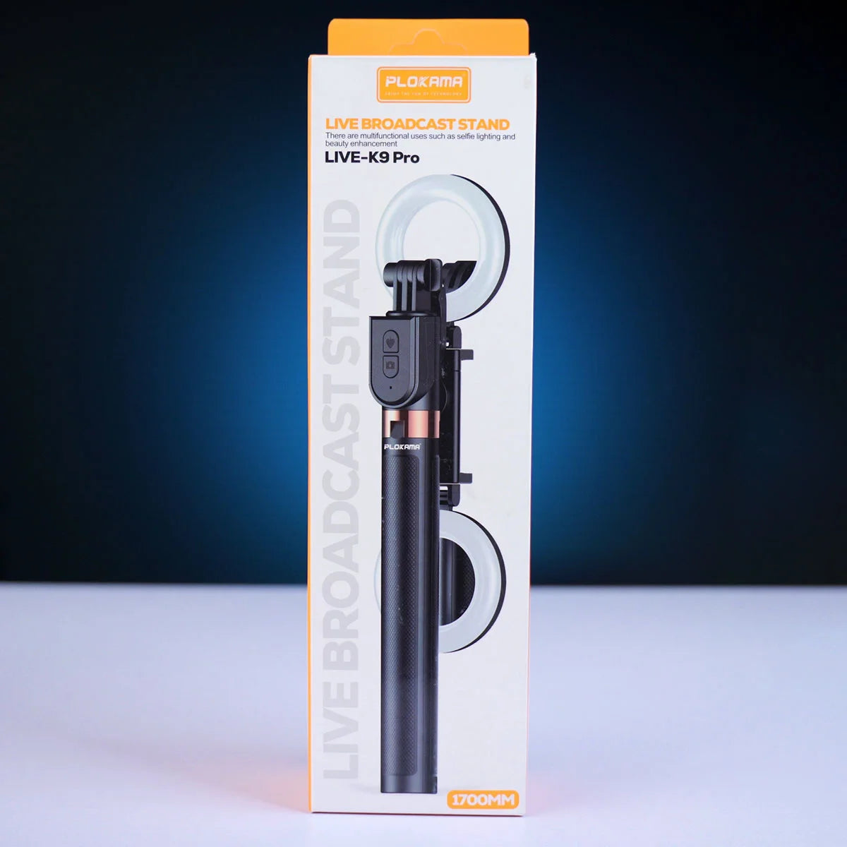 Plokama 4-in-1 Bluetooth Selfie Stick Tripod with LED Light |360° Rotation