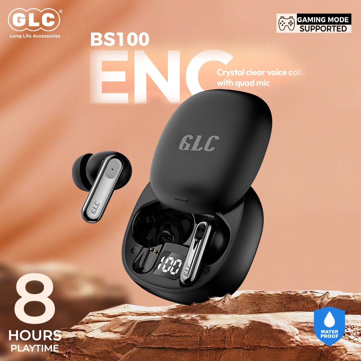 GLC Wireless Gaming Earbuds with  Noise Cancellation & Waterproof Design