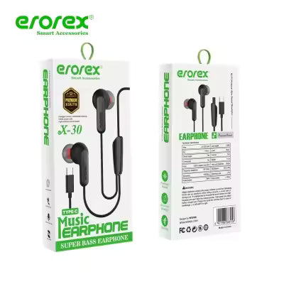 X 30 Wired Handsfree with High Quality Microphone 3.5mm and Type C DAC for Mobile Gaming and PC