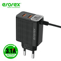 Erorex C-17 USB Travel Charger 3.1A | Micro & Type-C Cable Pins| Dual USB Fast Charging