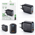 Erorex  PD Fast Charger 30W Dual Port USB and Type C Adapter for Android and iOS