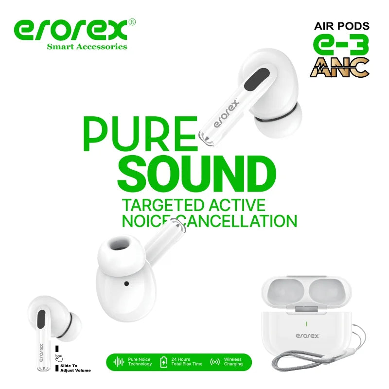 Erorex AirPods E-3 ANC (2nd Gen) | Active Noise Cancellation & Transparency Mode