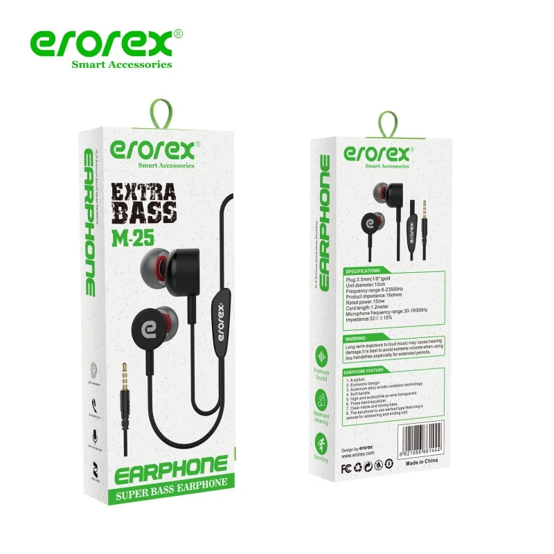 Erorex Hi-Fi Stereo Handsfree M-25 Premium Wired Earphones