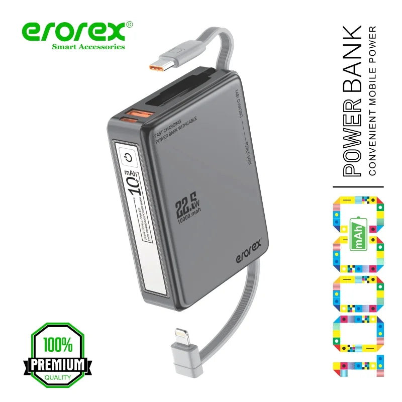 Erorex P-06 Power Bank 10000mAh | 22.5W Fast Charging & LED Display