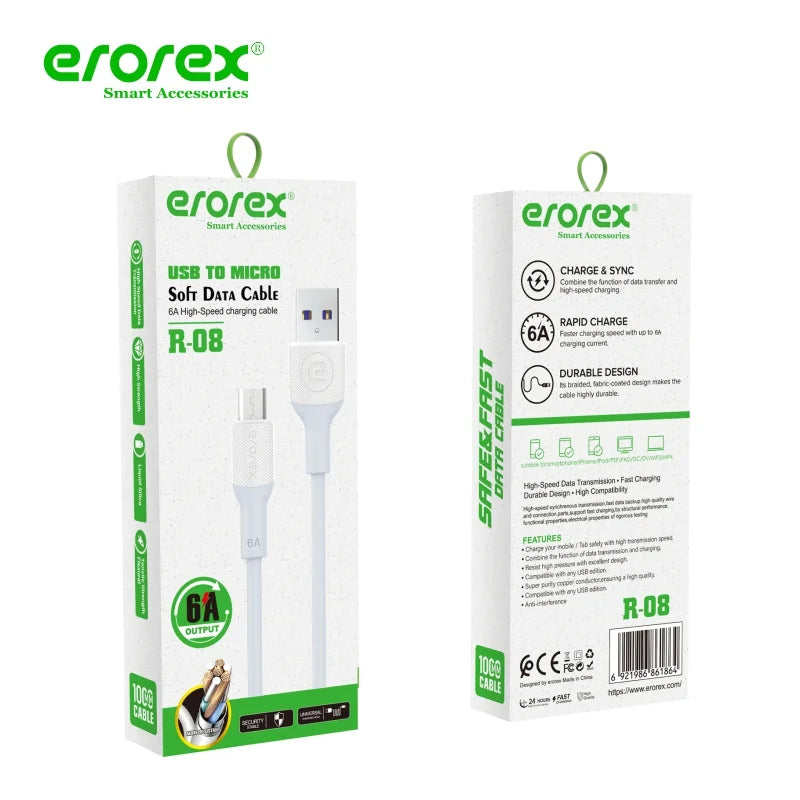 Errorex R-08 Fast Charging Cable | Micro USB, Type-C & Apple