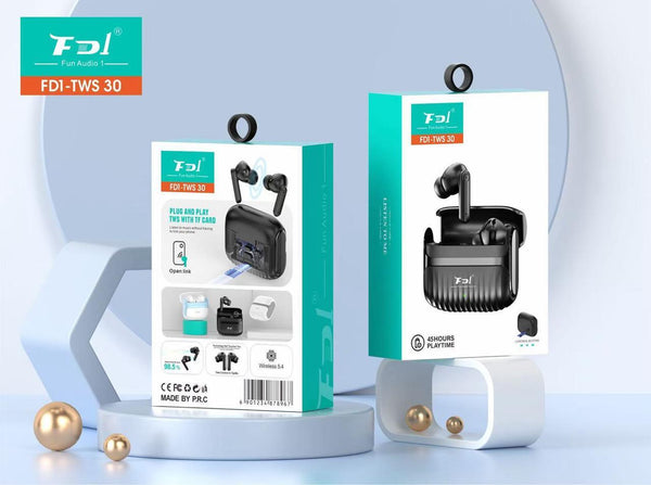 FD1 TWS Wireless Earbuds with Memory Card Slot Bluetooth Earbuds with Premium Sound and Long Battery