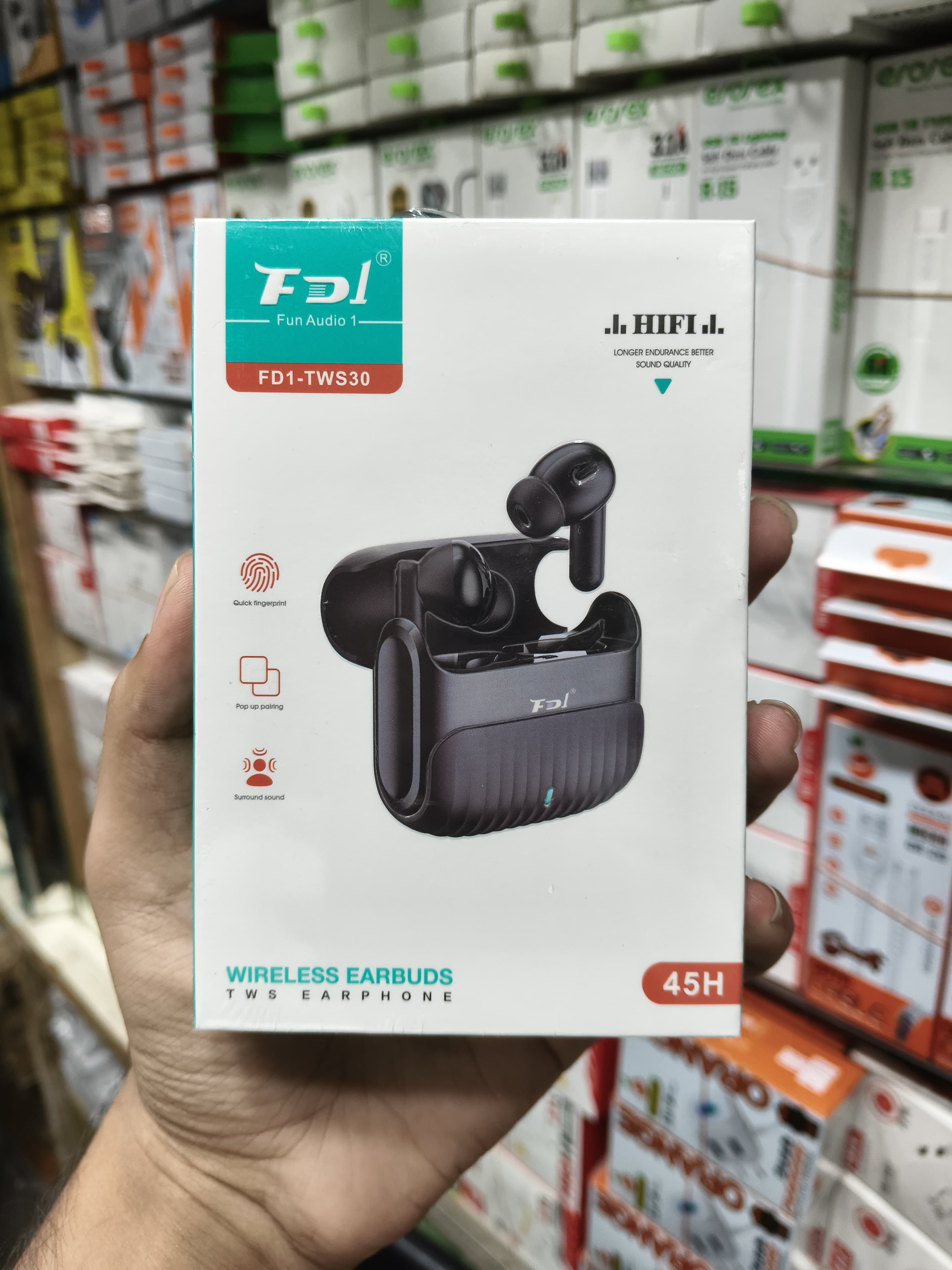 FD1 TWS Wireless Earbuds with Memory Card Slot Bluetooth Earbuds with Premium Sound and Long Battery