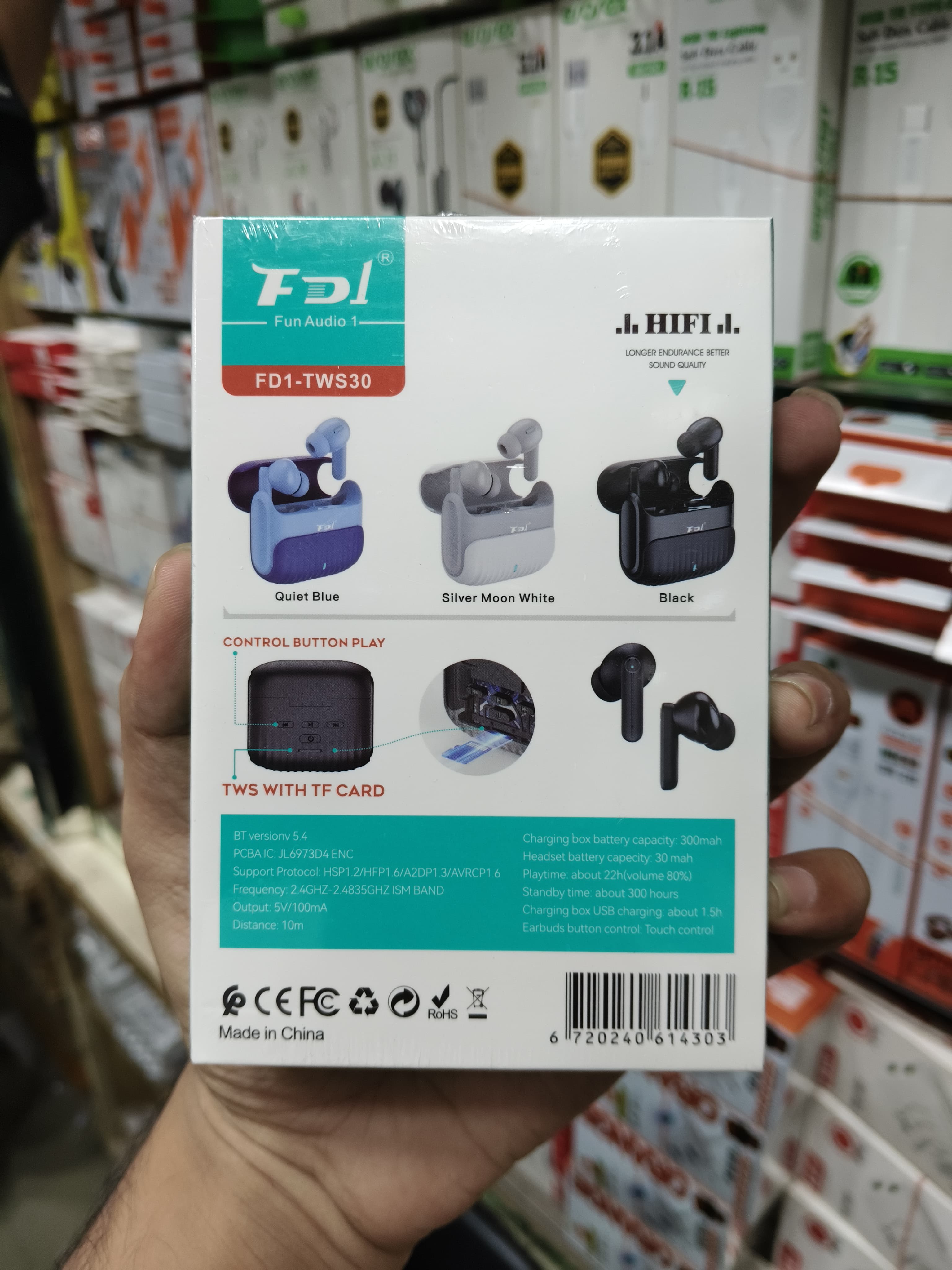 FD1 TWS Wireless Earbuds with Memory Card Slot Bluetooth Earbuds with Premium Sound and Long Battery